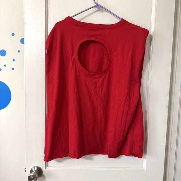 FUTURE COLLECTIVE Kahlana Barfield Brown | Red Sleeveless Cut-Out Back Tee | 4X - Picture 3 of 3